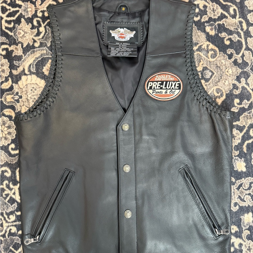 Harley-Davidson Black Leather Vest with Patch